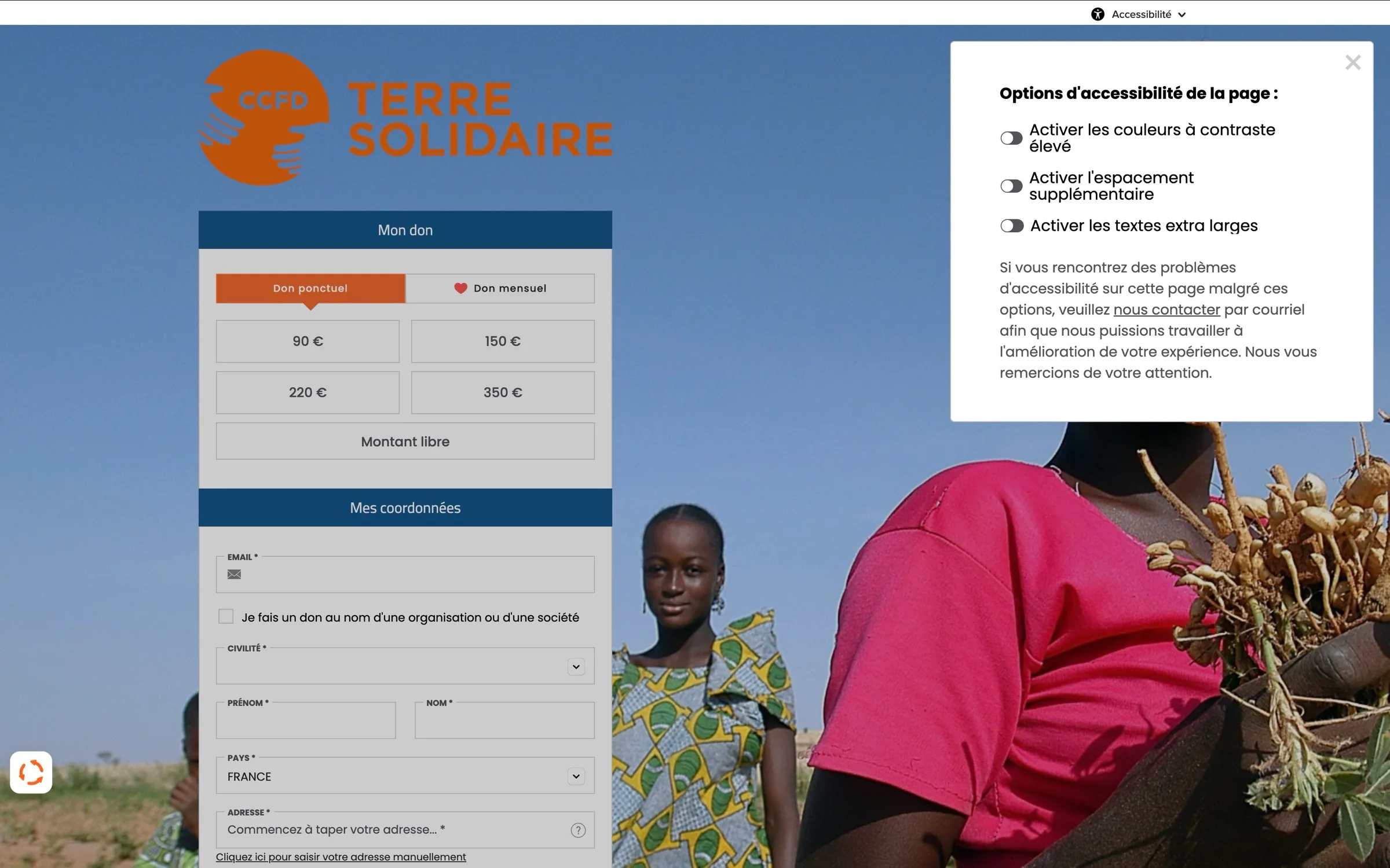 Page accessibilité du site